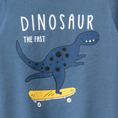 Boys Blue Dinosaur Printed Short Sleeves T-shirt