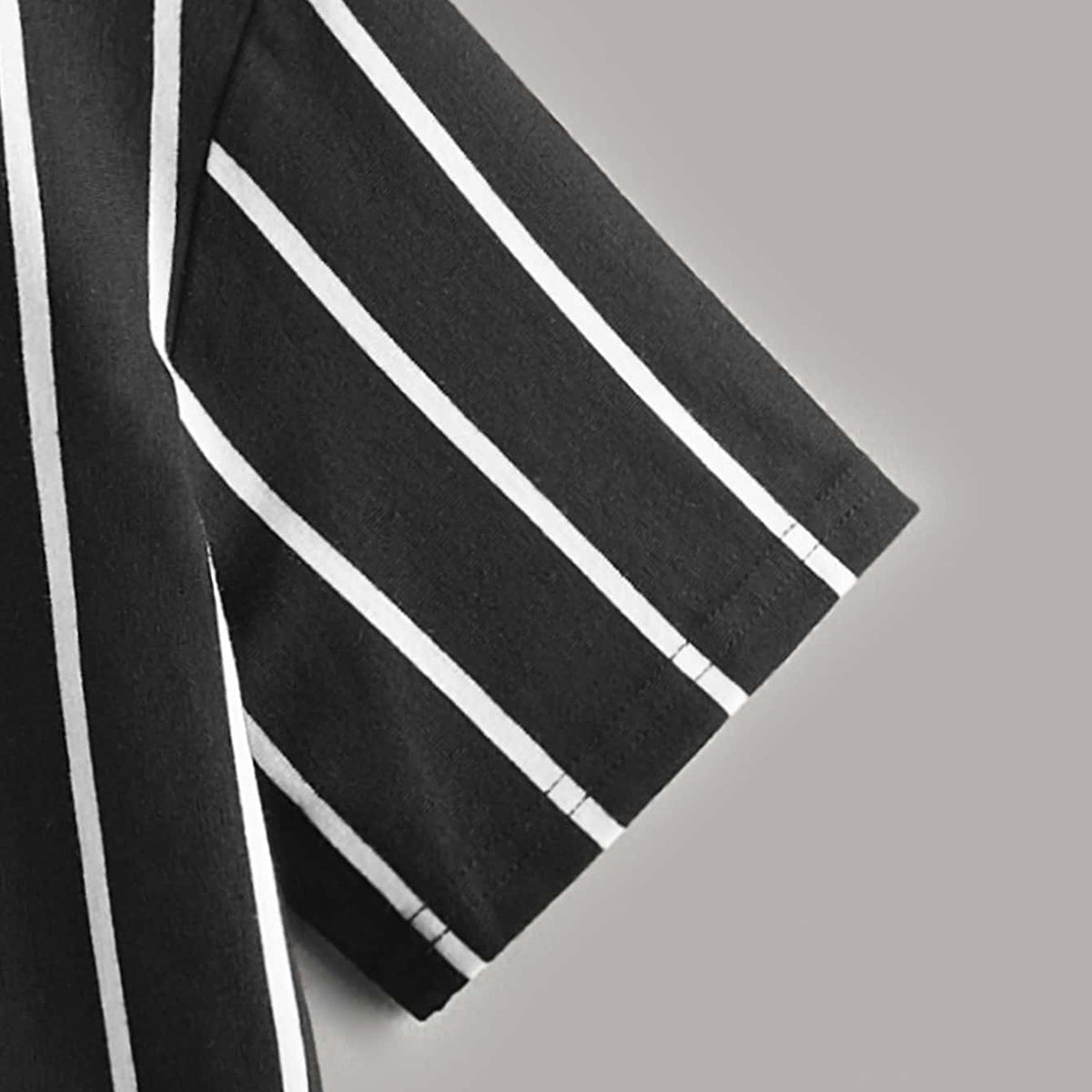 Boys Black And White Striped Short Sleeves T-Shirt ( Pack Of 2 )