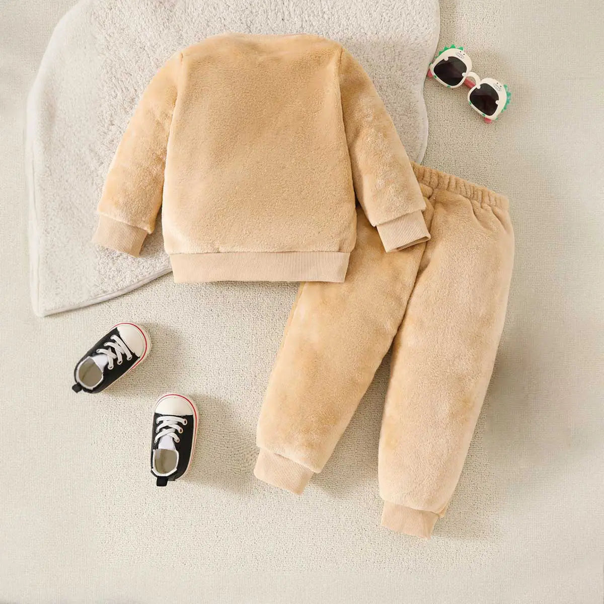 Boys Beige Dinosaur Embroidered Sweatshirt With Jogger Co-ord Set
