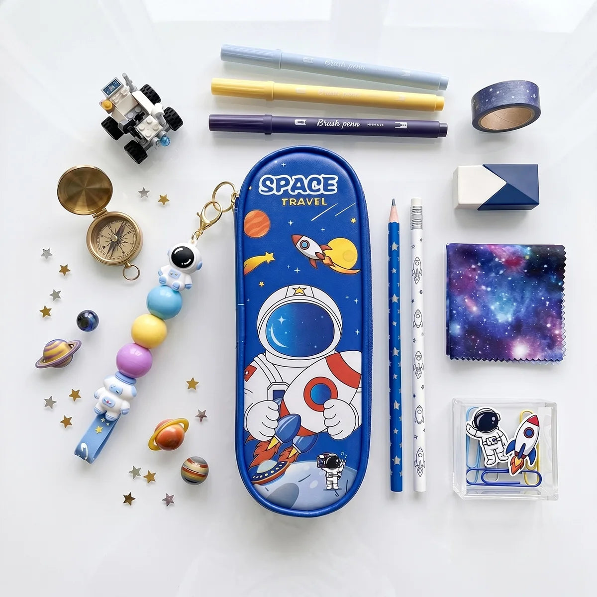 Boys Blue Astronaut Space Travel Pencil Box
