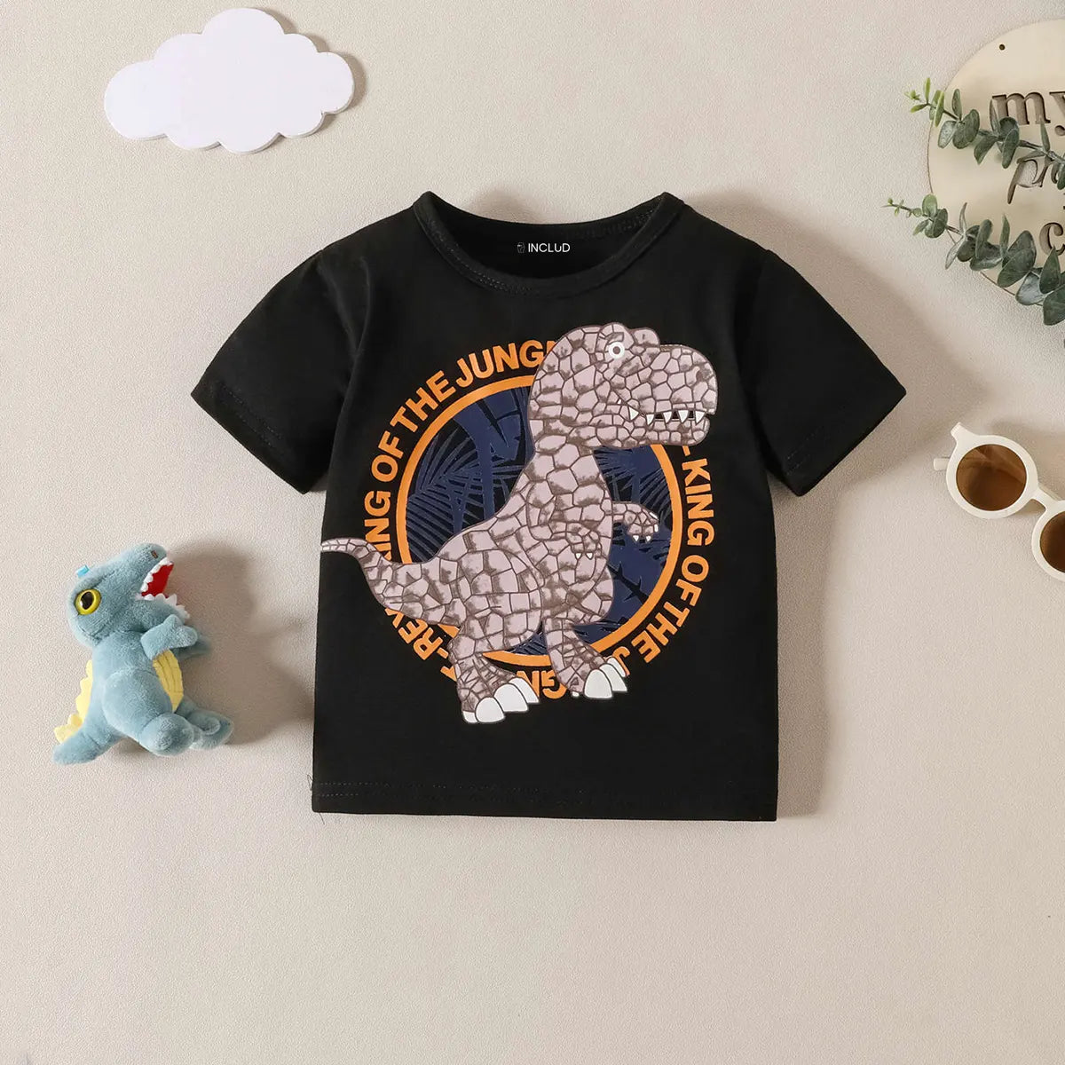 Boys Black Typographic Print Short Sleeve T-Shirt With Shorts Sets