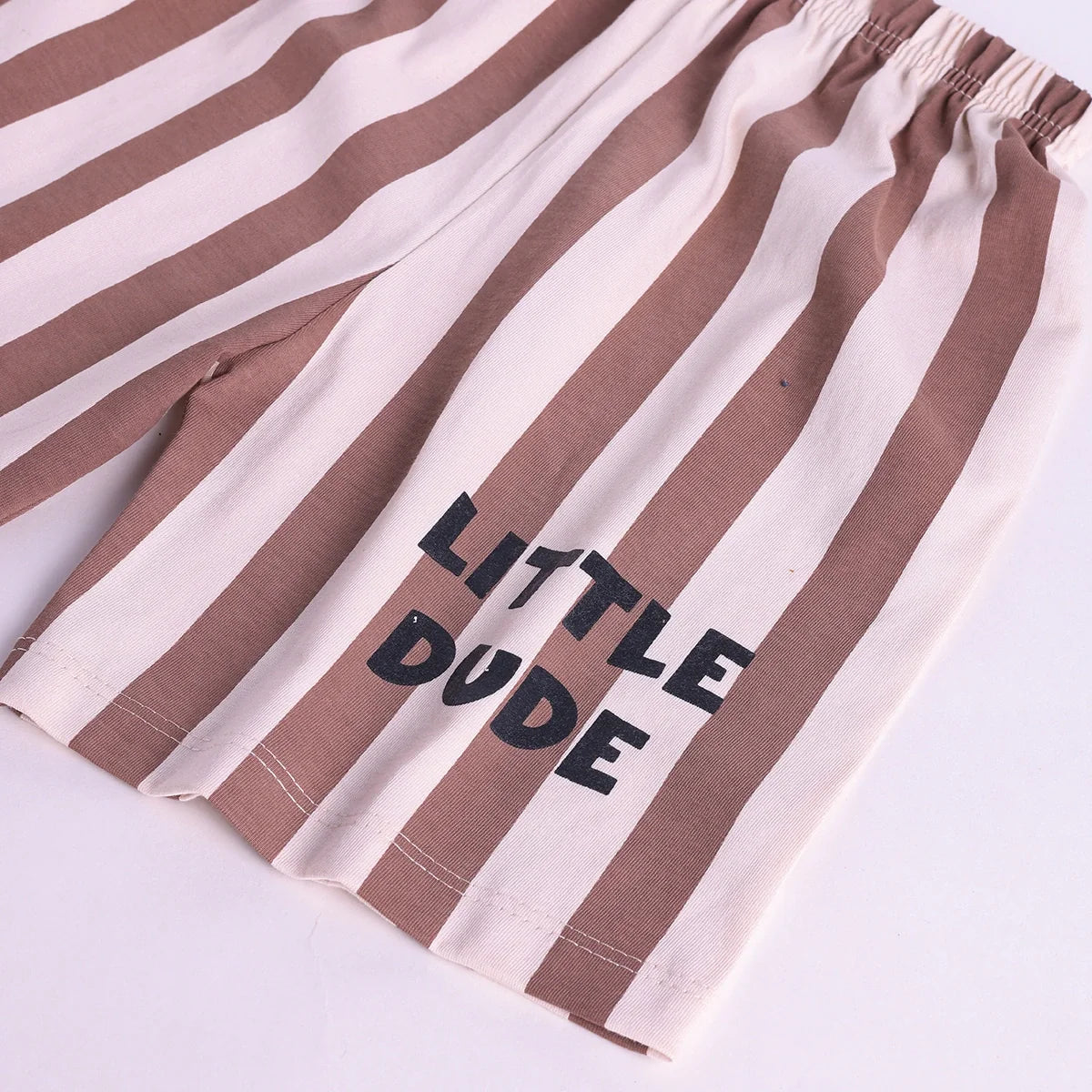 Boys Black Dog Graphic T-Shirt With Striped Shorts Sets