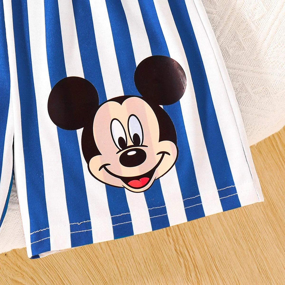 Boys Blue Mickey Mouse Print Short Sleeve T-Shirt With Shorts Sets