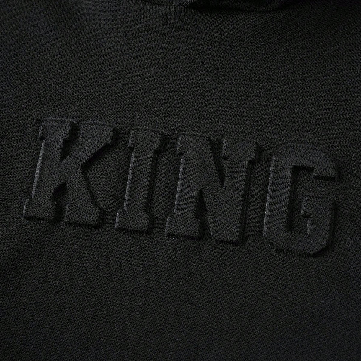 Boys Black Embossed King Printed Hooded Sweatshirt