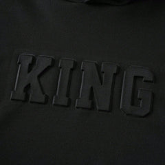 Boys Black Embossed King Printed Hooded Sweatshirt