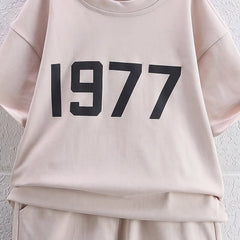 Boys Apricot Numeric Print Short Sleeve T-Shirt With Shorts Sets