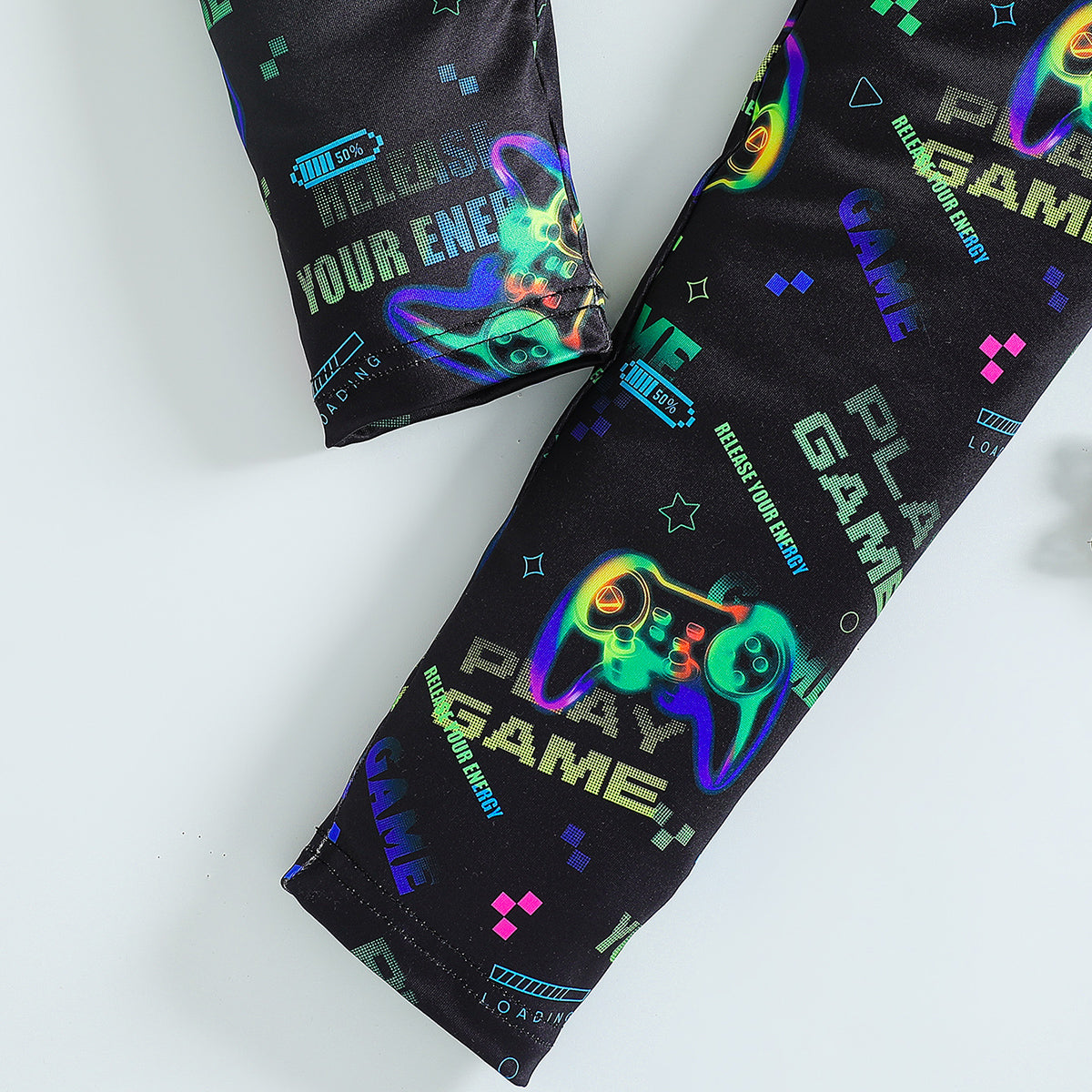 Boys Black Gaming Printed Glow in the Dark T-Shirt & Pajama Winter Set