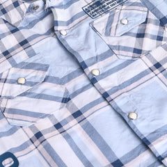 Boys Blue Checked Short Sleeves Shirt With Cargo Shorts & T-Shirt Sets