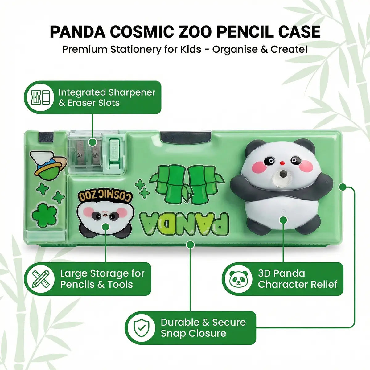 3D Squishy Panda Pop Eye Magnetic Pencil Box for Kids
