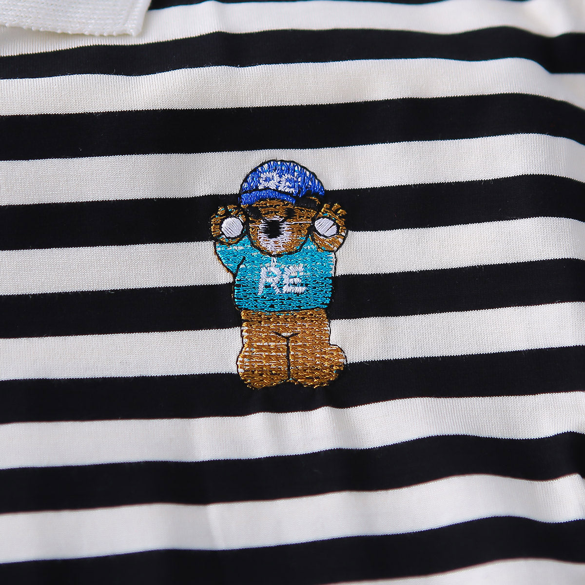 Boys Black Horizontal Striped Polo T-Shirt With Shorts Set