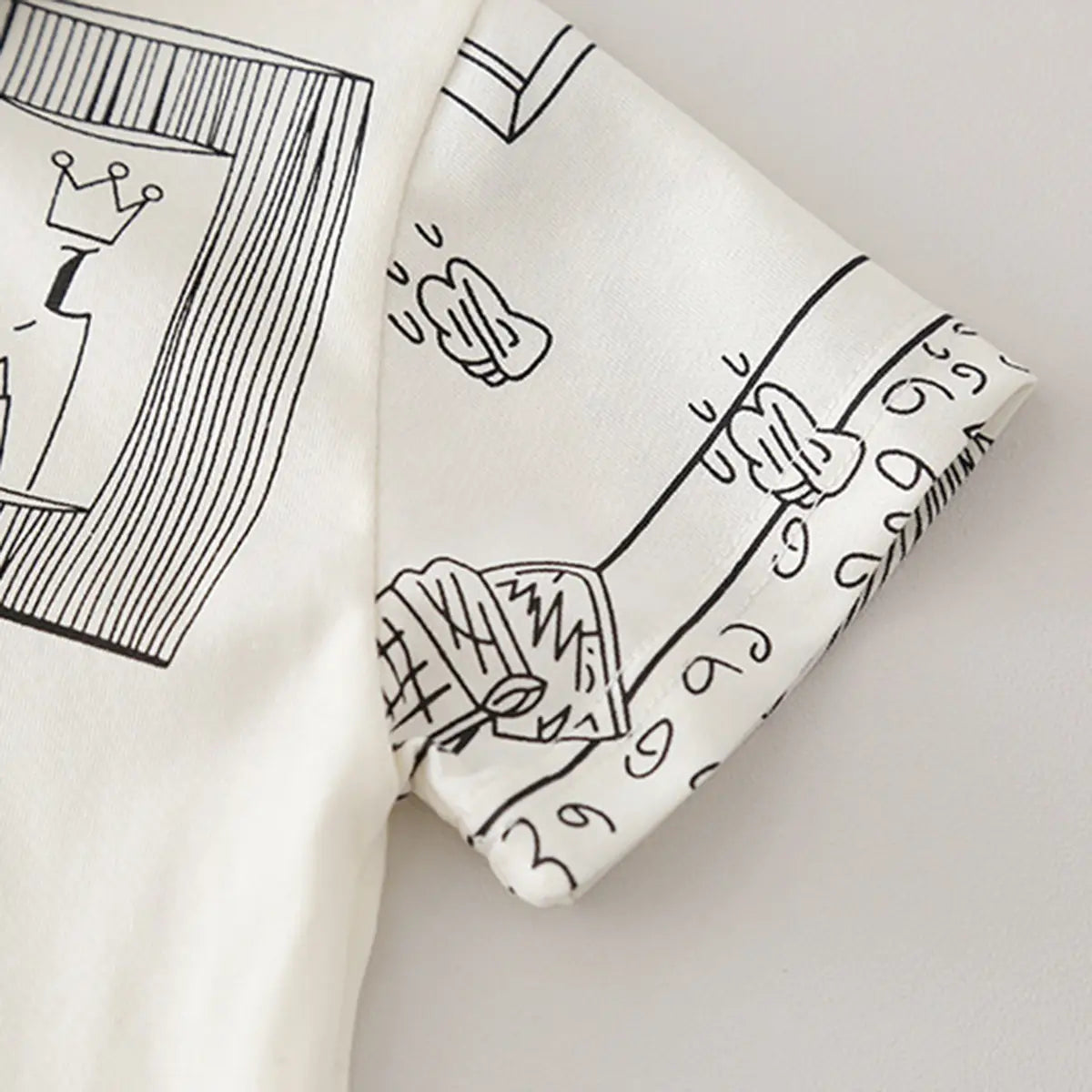 Boys Beige Printed Short Sleeve Polo T-Shirt With Elasticated Shorts Sets