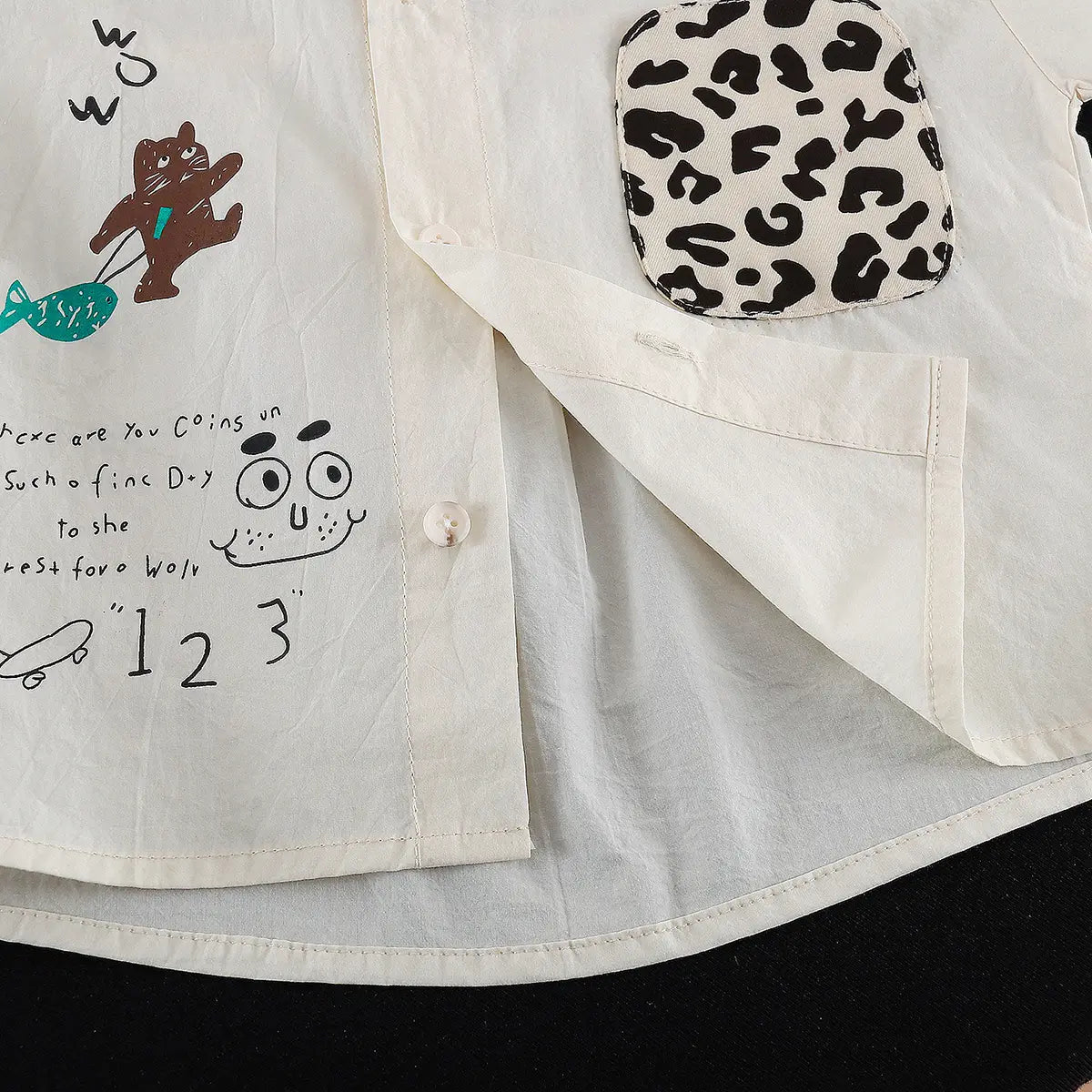 Boys Beige Animal Print Shirt with Elasticated Shorts Sets