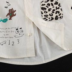 Boys Beige Animal Print Shirt with Elasticated Shorts Sets