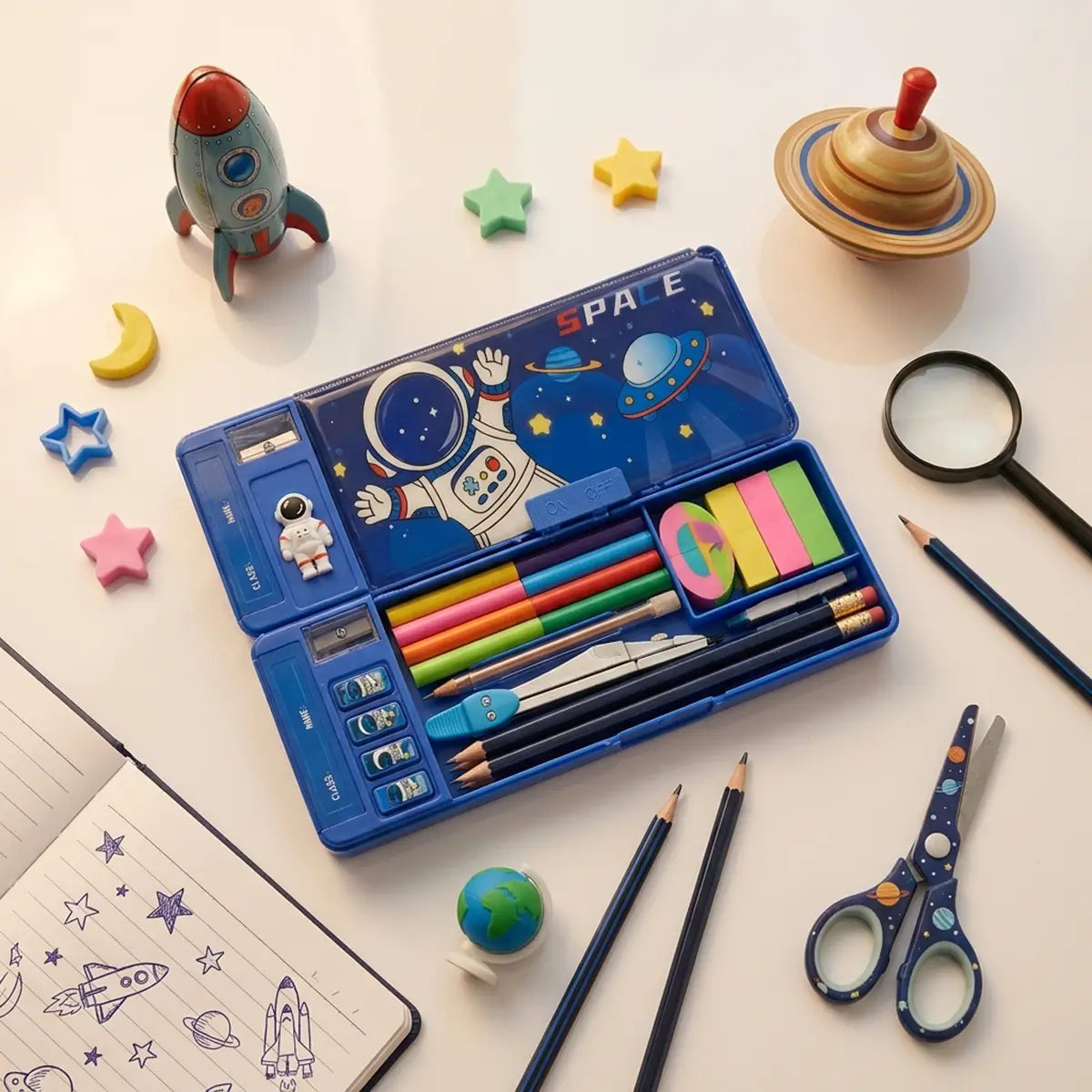 Astronaut Space Adventure Pencil Case Kids School Stationery Box