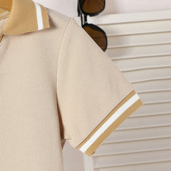 Boys Beige Short Sleeves Polo T-Shirt