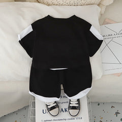 Boys Black Typographic Nasa Printed T-Shirt With Shorts Set