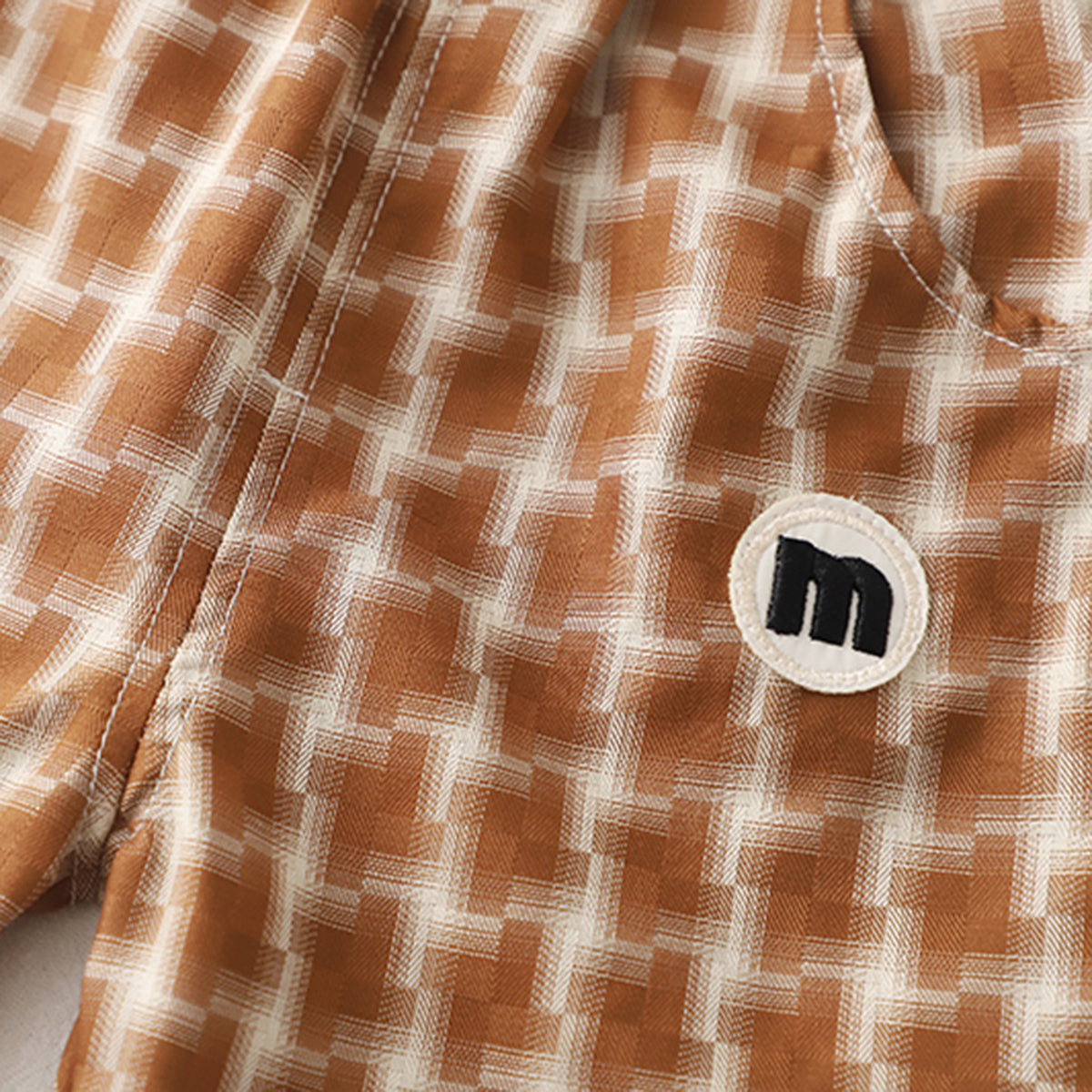 Boys Attached Waistcoat T-Shirt With Brown Abstract Printed Shorts Set