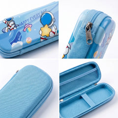 Astronaut Pencil Case -Light Blue 3D Space Gear for Kids