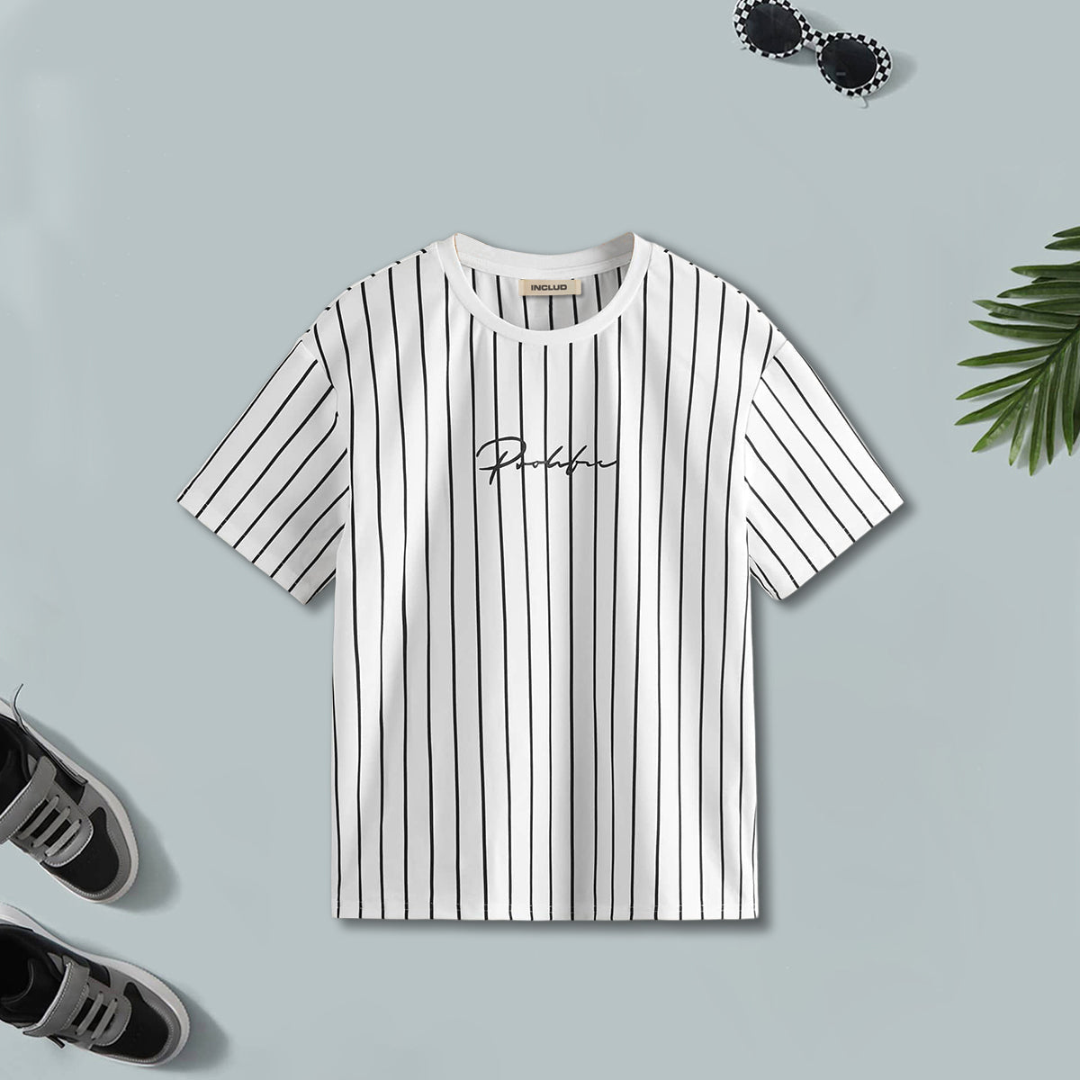 Boys Black And White Striped Short Sleeves T-Shirt ( Pack Of 2 )