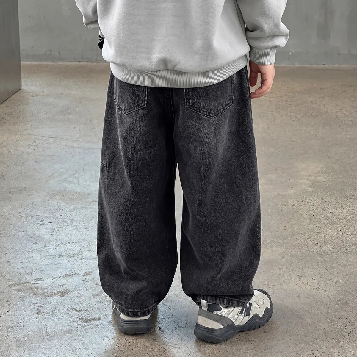Boys Black Loose Fit Elasticated Denim Jeans