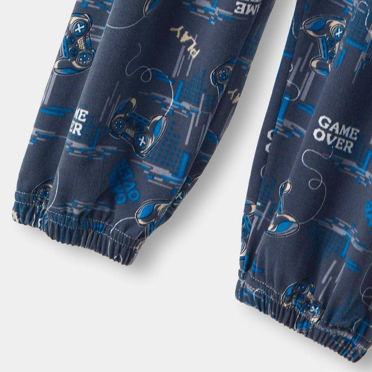 Boys Blue Gaming Print T-Shirt With Shorts And Pajama Set