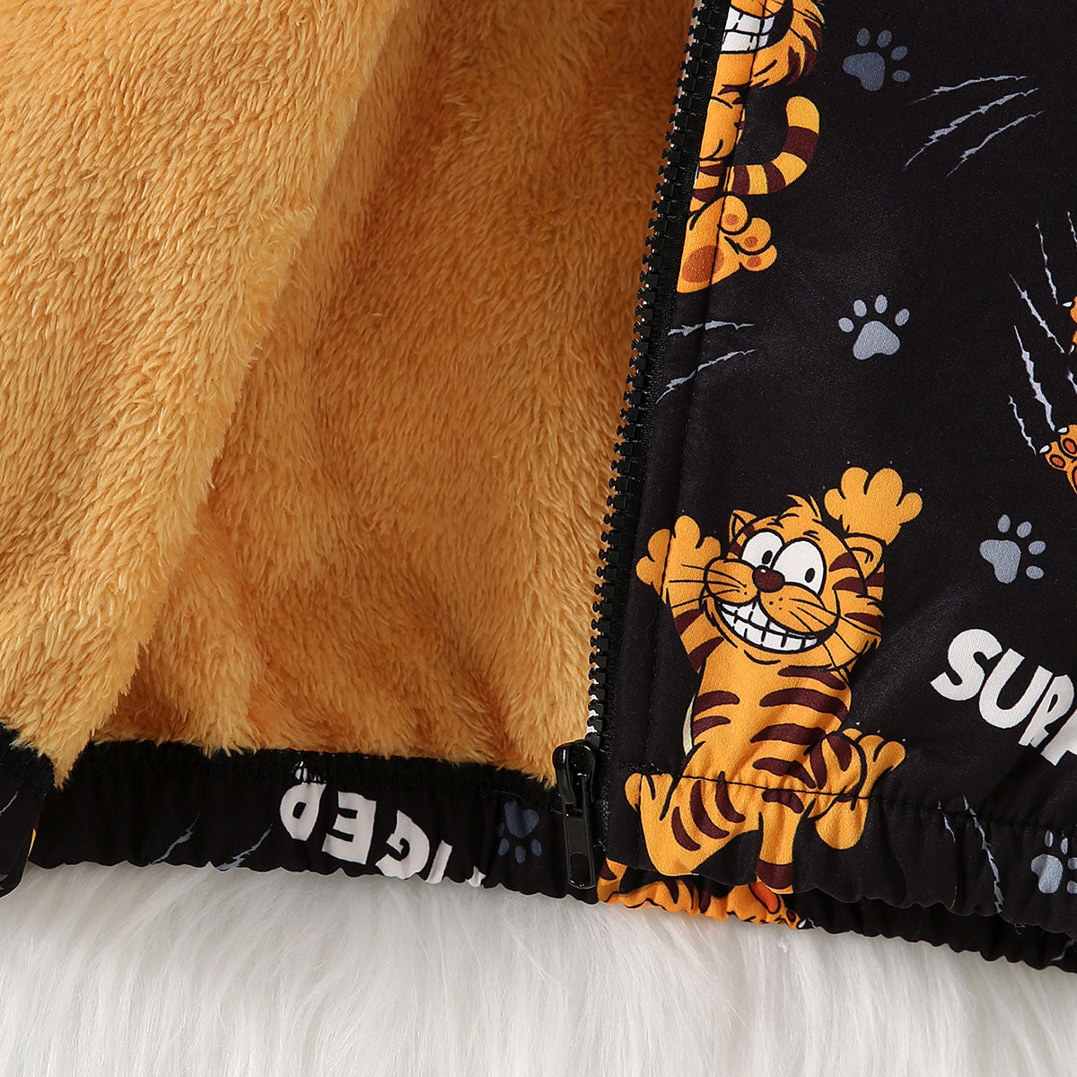 Boys Black Animal Print Hooded Jackets