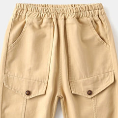 Boys Beige Joggers Pant With Elasticated Waistband