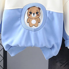 Boys Blue Graphics Printed Sweatshirt With Denim Pants Set