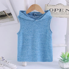 Boys Blue Knitted Hooded Vest