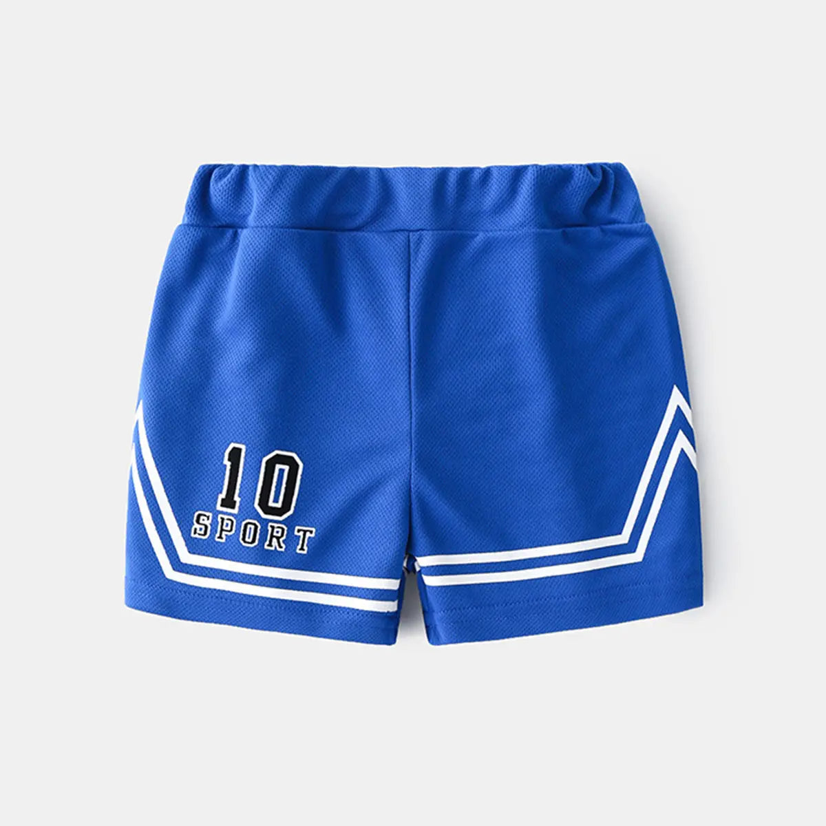 Boys Blue Alphanumeric Printed Sleeveless T-Shirt With Shorts Set