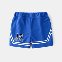 Boys Blue Alphanumeric Printed Sleeveless T-Shirt With Shorts Set