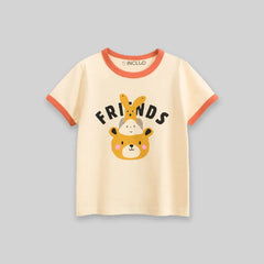 Boys Beige Graphics Short Sleeve T-Shirt
