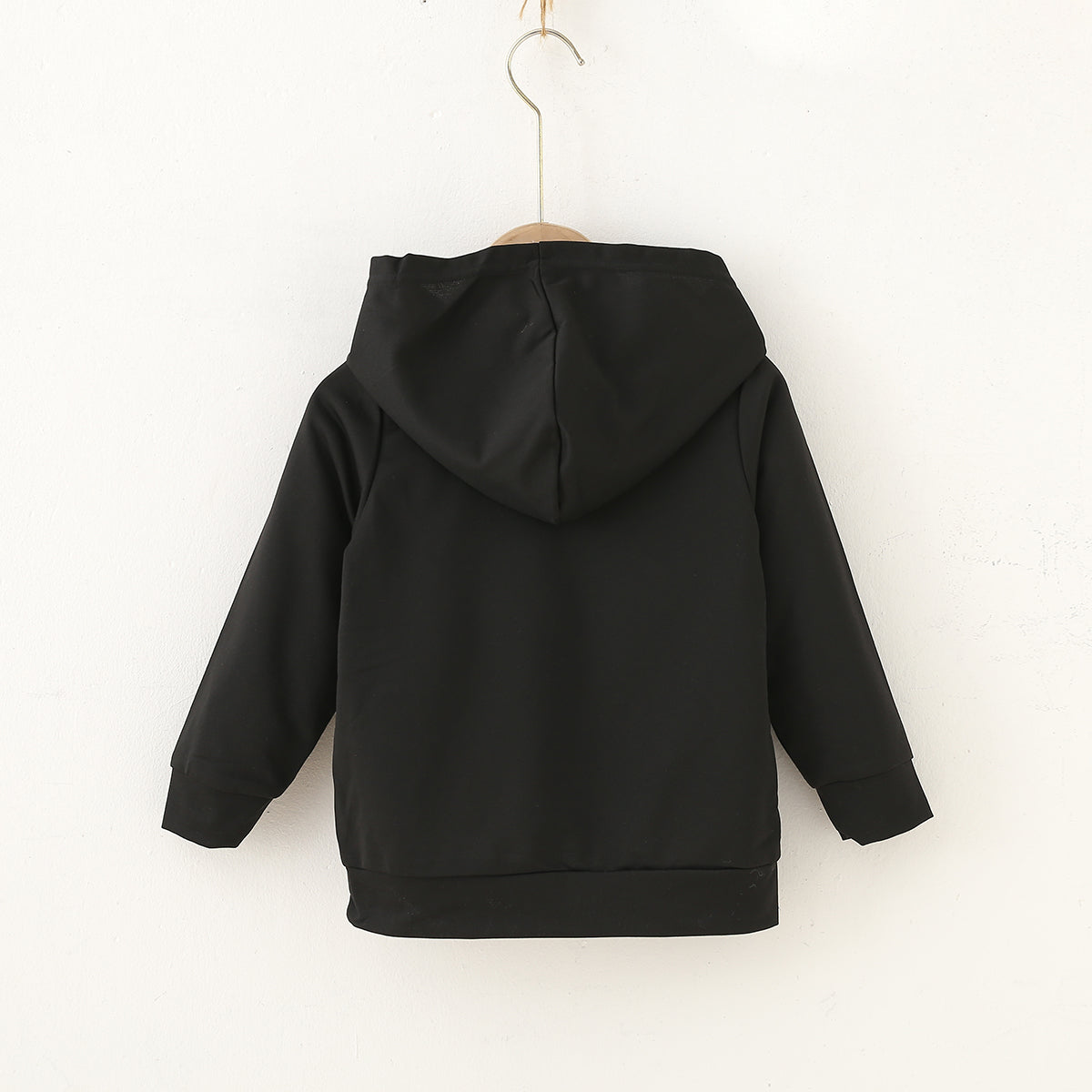 Boys Black Solid Hooded Long Sleeves Winter Sweatshirts