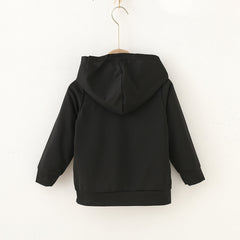 Boys Black Solid Hooded Long Sleeves Winter Sweatshirts
