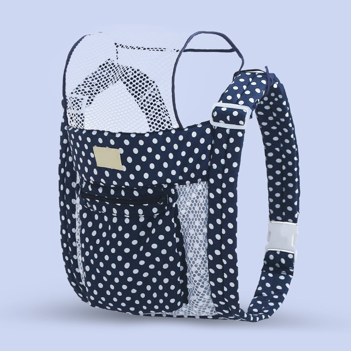 Baby Navy Blue Polka Dot Carrier with Four Clips