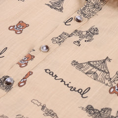 Boys Apricot Carnival Print Short Sleeve Shirt With T-Shirt And Shorts Sets
