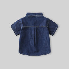 Boys Blue Denim Short Sleeves Shirt With Shorts Co-ord Sets