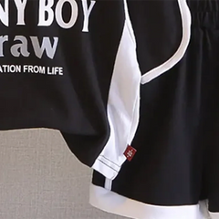 Boys Black Typographic Printed Polo T-Shirt With Shorts Co-ord Sets