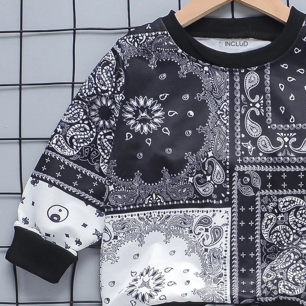 Boys Black Paisley Printed Sweatshirt & Joggers Co-ord Sets