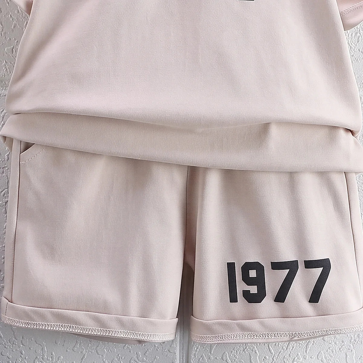Boys Apricot Numeric Print Short Sleeve T-Shirt With Shorts Sets