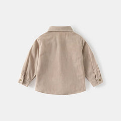 Boys Beige Corduroy Long Sleeves Shirts