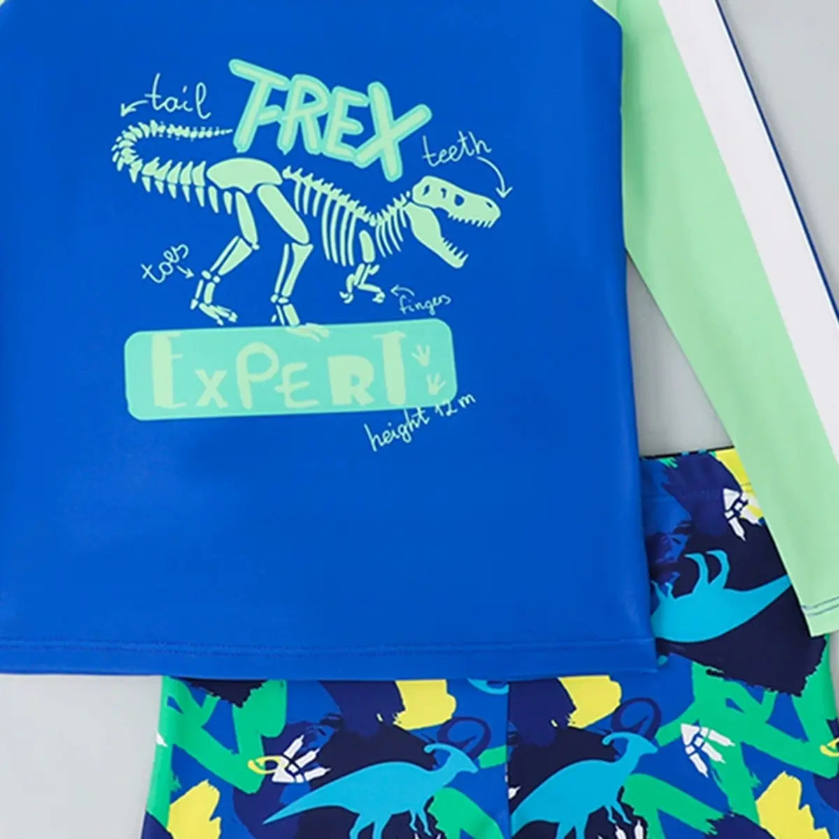 Boys Blue Graphics Long Sleeves T-Shirt & Shorts Swimsuit Sets
