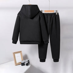 Boys Black Star Printed Hooded Sweatshirt with Joggers Set