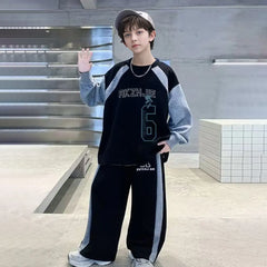 Boys Black Alphanumeric Printed Oversized t-Shirt With Pants Set