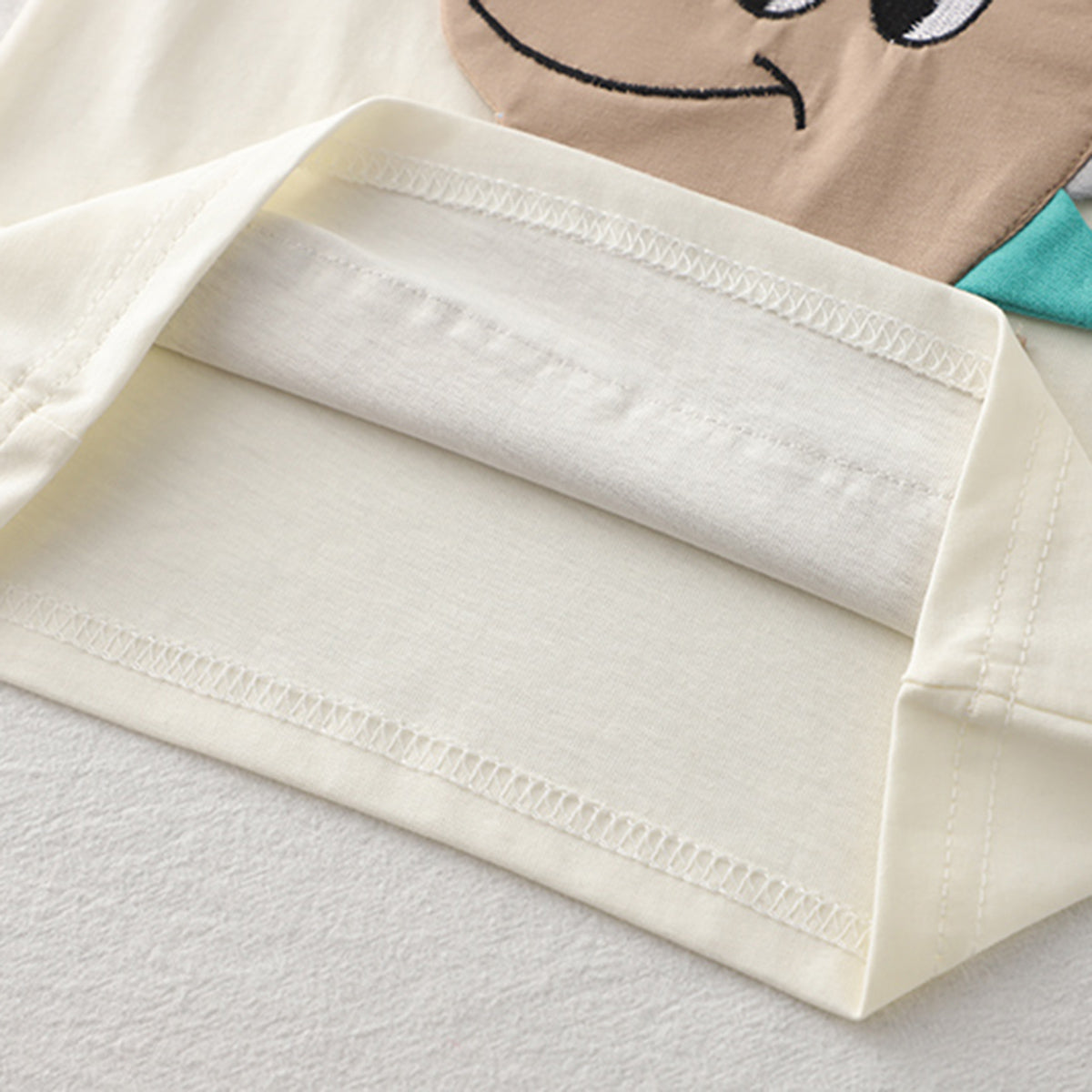 Boys Beige Dino Patchwork Raglan Sleeve T-shirt with Shorts Set