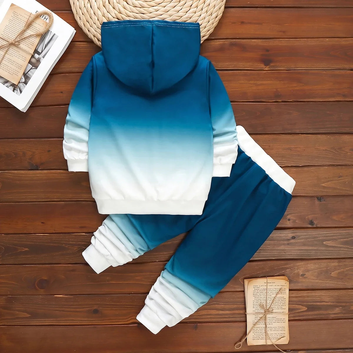 Boys Blue Ombre Hooded Sweatshirt & Joggers Co-ord Set