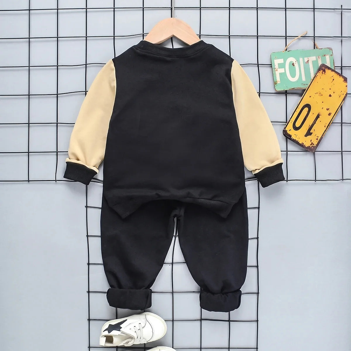 Boys Black Typographic Sweatshirt & Joggers Co-ord Sets