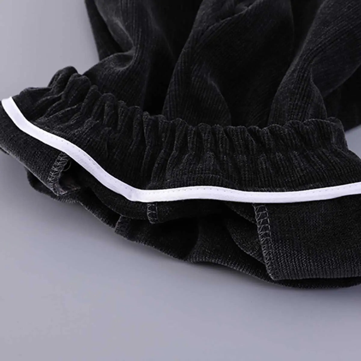 Boys Black Faux Leather Jacket With Striped Hooded Sweatshirt & Jogger Sets