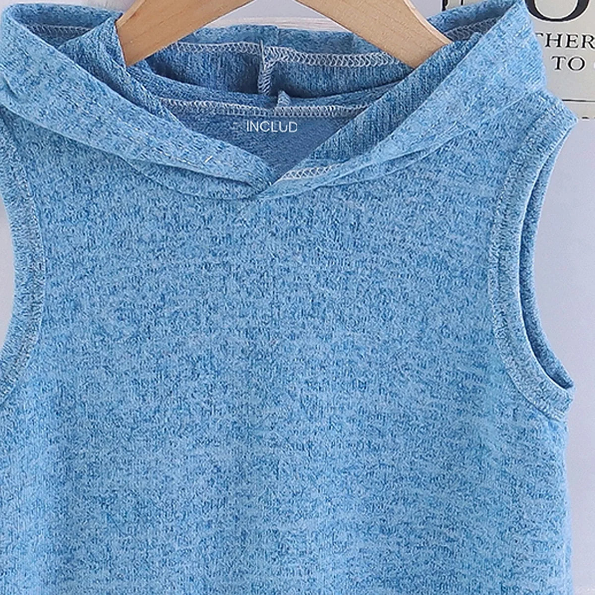 Boys Blue Knitted Hooded Vest