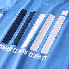 Boys Blue Graphic Short Sleeves T-Shirt With Drawstring Shorts Sets